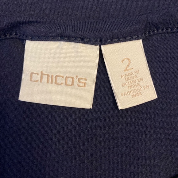 BUY 2 ITEMS GET 1 FREE - Chico’s Navy & Gold 3/4 Sleeve Blouse Sz 12/L - Picture 5 of 7